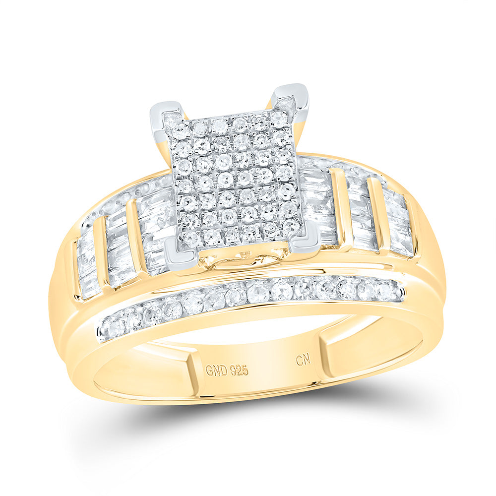 Sterling Silver Womens Round Diamond Cluster Bridal Wedding Engagement Ring 5/8 Cttw Size 5