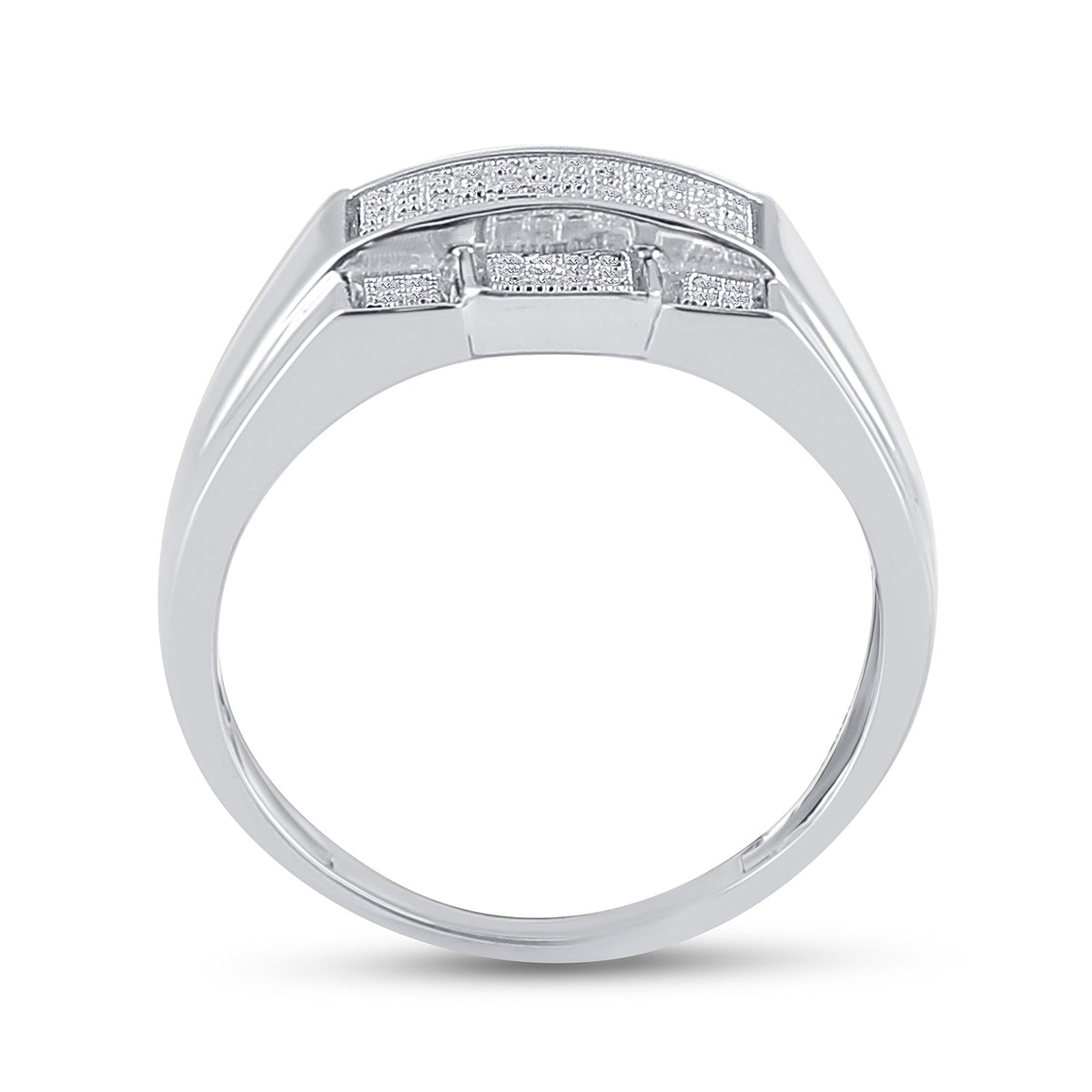 Sterling Silver 1/6 Ct-Natural Diamondmicro-Pave Mens Ring 5.37 Gram