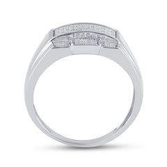 Sterling Silver 1/6 Ct-Natural Diamondmicro-Pave Mens Ring 5.37 Gram