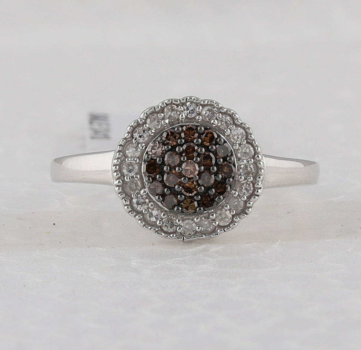 Sterling Silver Womens Round Brown Diamond Cluster Ring 1/3 CTW 2.23 Gram