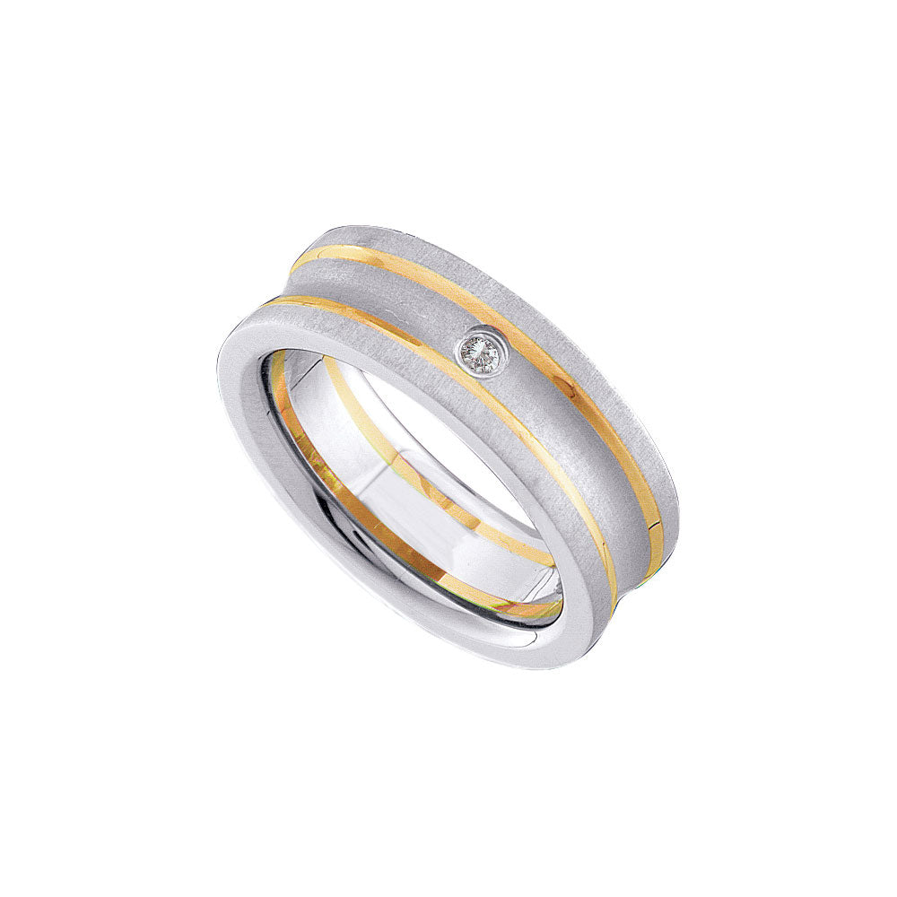 Tungsten Carbide Yellow Gold Mens Round Diamond Fusion Band Ring 1/20 Cttw