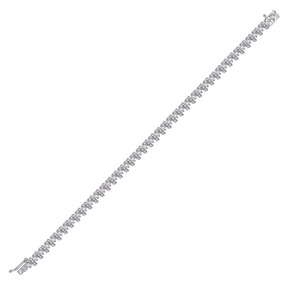 Sterling Silver Womens Round Diamond S Link Tennis Bracelet 1/3 Cttw