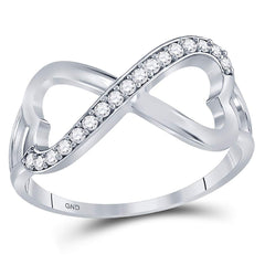 Sterling Silver White Diamond Infinity-Weave Heart Womens Band Ring 1/6 CTW 1.81 Gram