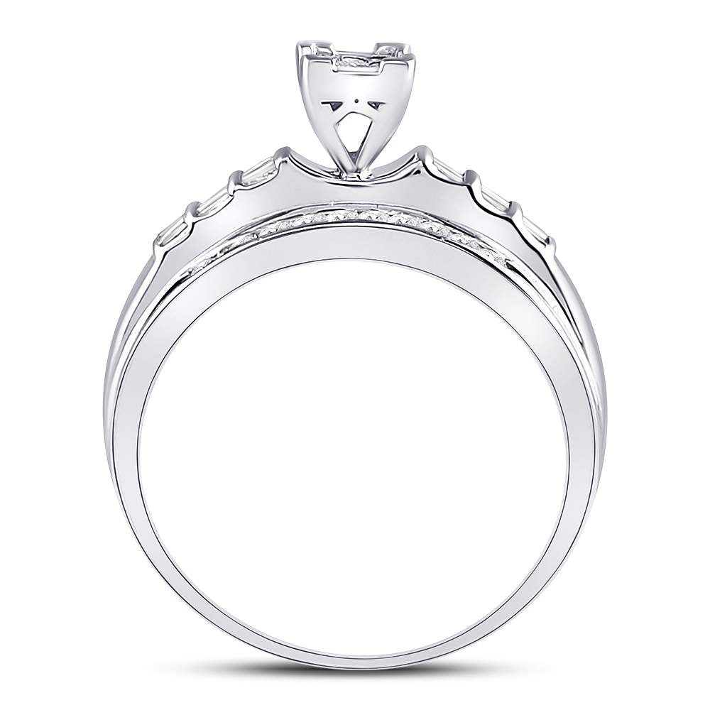 Sterling Silver Womens Princess Diamond Square Cluster Bridal Wedding Engagement Ring 1/3 Cttw