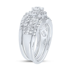 14kt White Gold Womens Round Diamond Bridal Wedding Engagement Ring Band Set 1.00 Cttw