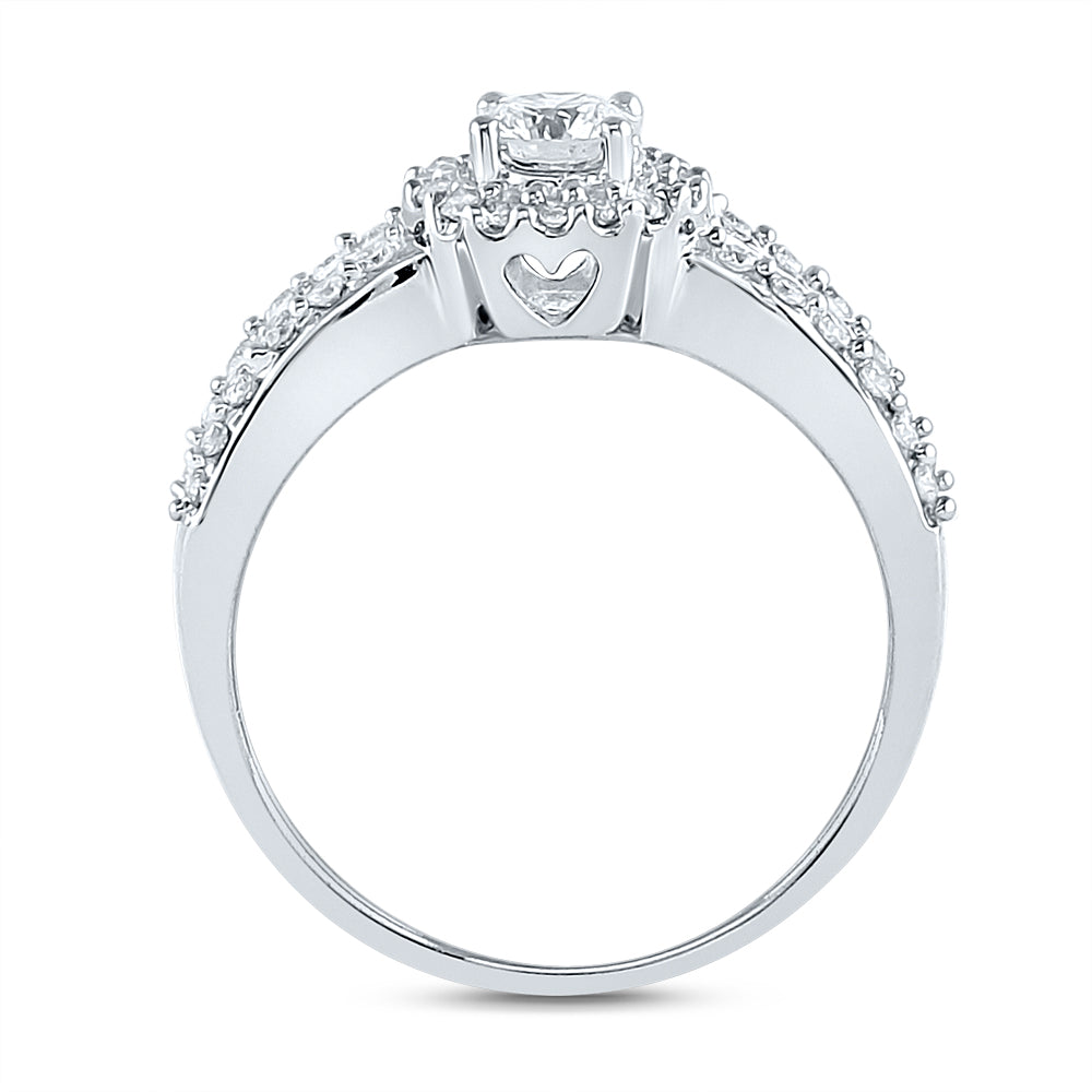 14kt White Gold Womens Round Diamond Bridal Wedding Engagement Ring Band Set 1.00 Cttw