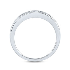 14kt White Gold Womens Princess Round Diamond Heart Bridal Wedding Engagement Ring Band Set 1.00 Cttw