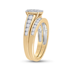 14kt Yellow Gold Womens Princess Diamond Bridal Wedding Engagement Ring Band Set 1.00 Cttw