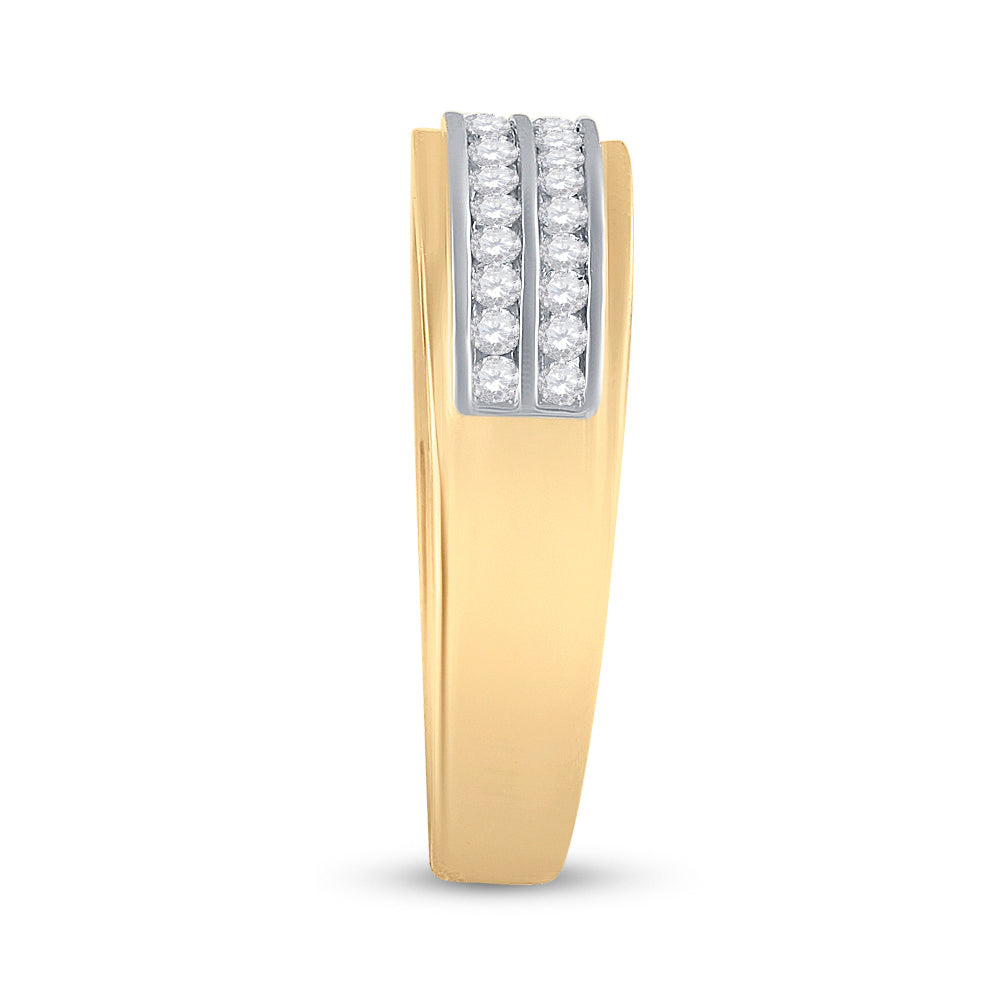 14kt Yellow Gold His & Hers Round Diamond Solitaire Matching Bridal Wedding Ring Band Set 7/8 Cttw