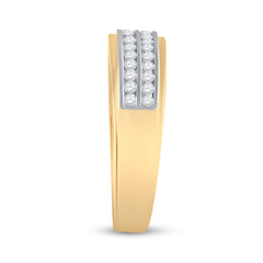 14kt Yellow Gold His & Hers Round Diamond Solitaire Matching Bridal Wedding Ring Band Set 7/8 Cttw