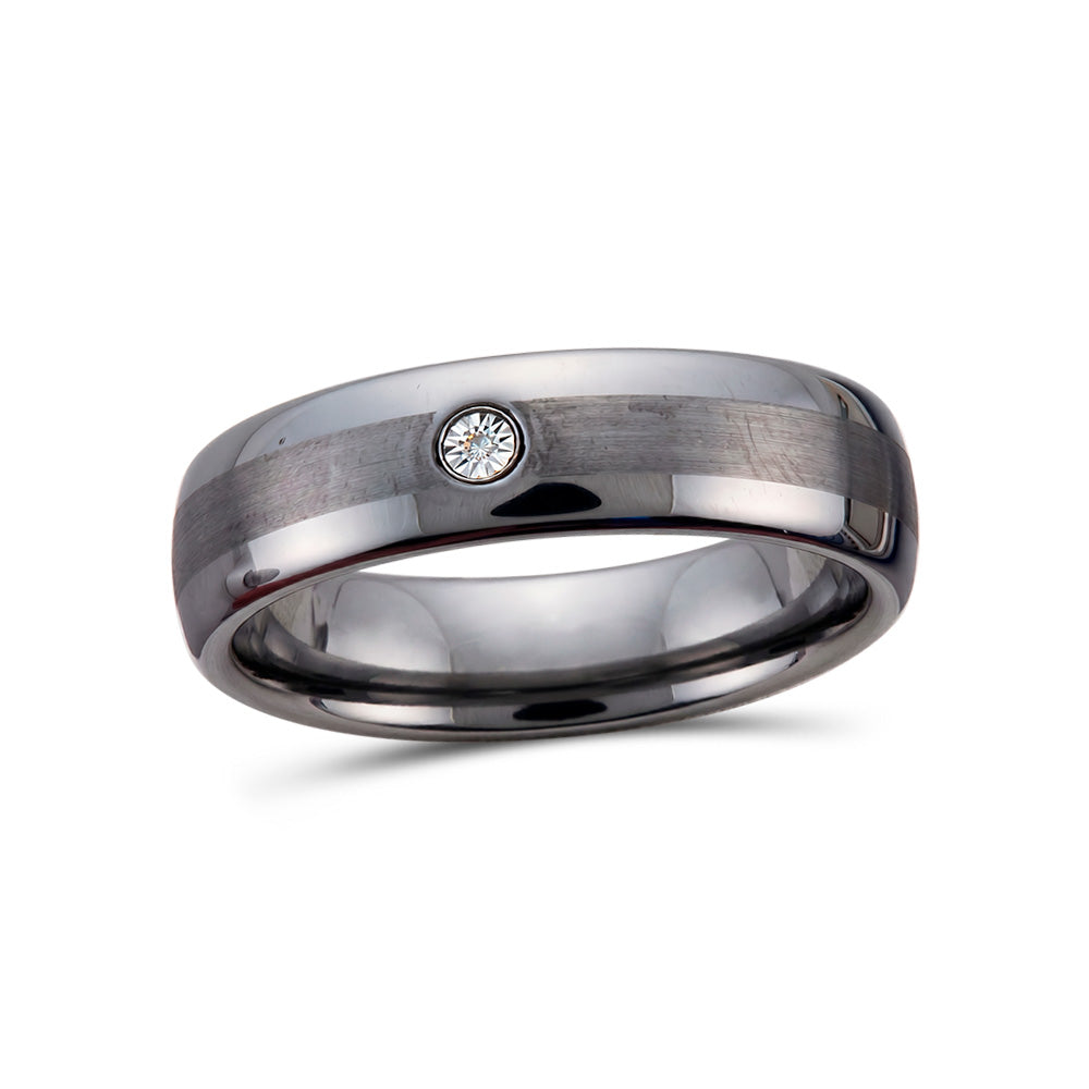 Tungsten Carbide Diamond Tungsten Mens Band-S13.5  Gram