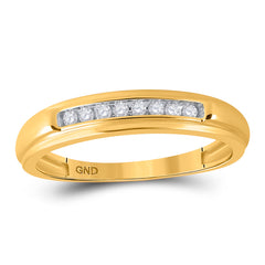 10kt Yellow Gold His & Hers Round Diamond Solitaire Matching Bridal Wedding Ring Band Set 3/8 Cttw