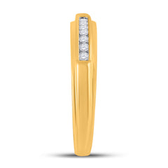 10kt Yellow Gold His & Hers Round Diamond Solitaire Matching Bridal Wedding Ring Band Set 3/8 Cttw