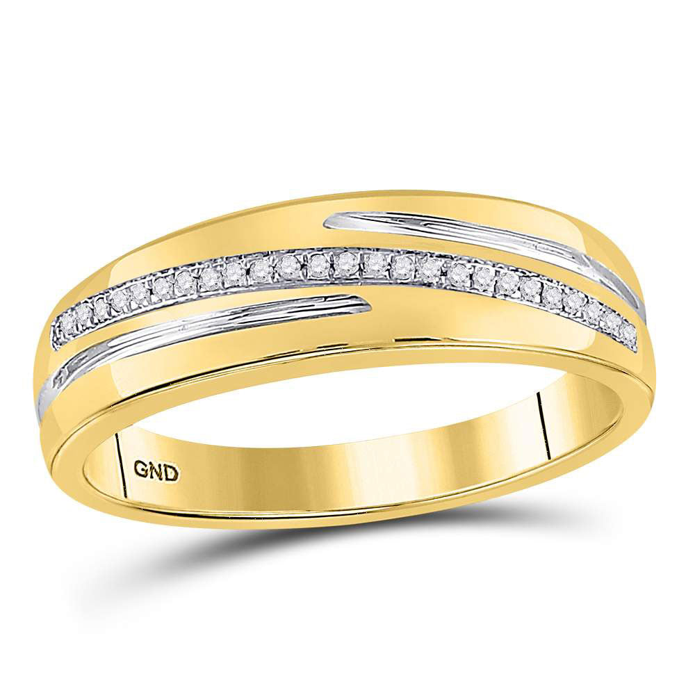 10kt Yellow Gold His Hers Round Diamond Cluster Matching Bridal Wedding Ring Band Set 3/8 Cttw