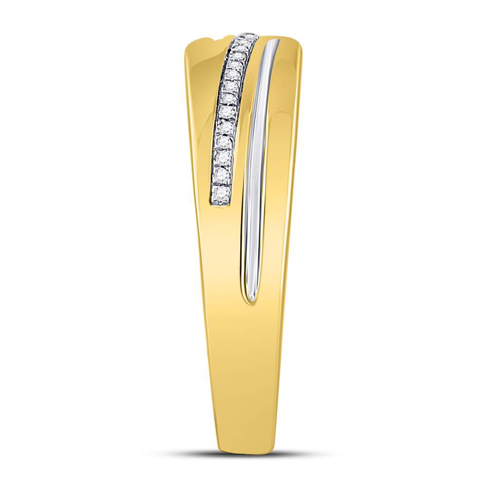 10kt Yellow Gold His Hers Round Diamond Cluster Matching Bridal Wedding Ring Band Set 3/8 Cttw