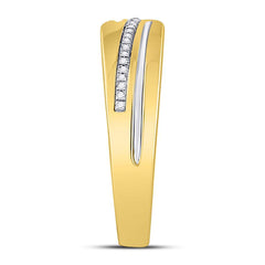 10kt Yellow Gold His Hers Round Diamond Cluster Matching Bridal Wedding Ring Band Set 3/8 Cttw