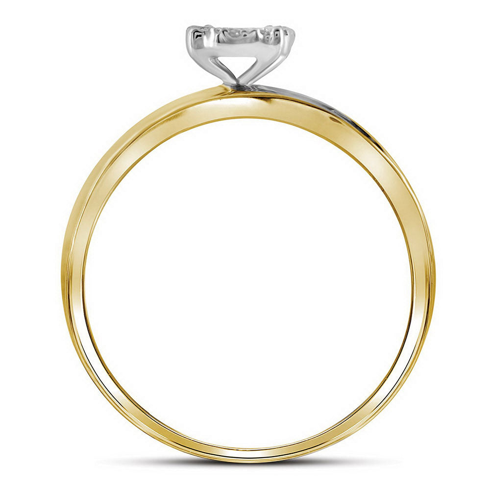 10kt Yellow Gold His & Hers Round Diamond Solitaire Matching Bridal Wedding Ring Band Set 1/5 Cttw