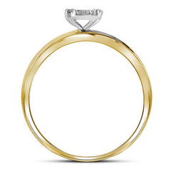 10kt Yellow Gold His & Hers Round Diamond Solitaire Matching Bridal Wedding Ring Band Set 1/5 Cttw