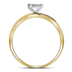 10kt Yellow Gold His & Hers Round Diamond Solitaire Matching Bridal Wedding Ring Band Set 1/5 Cttw