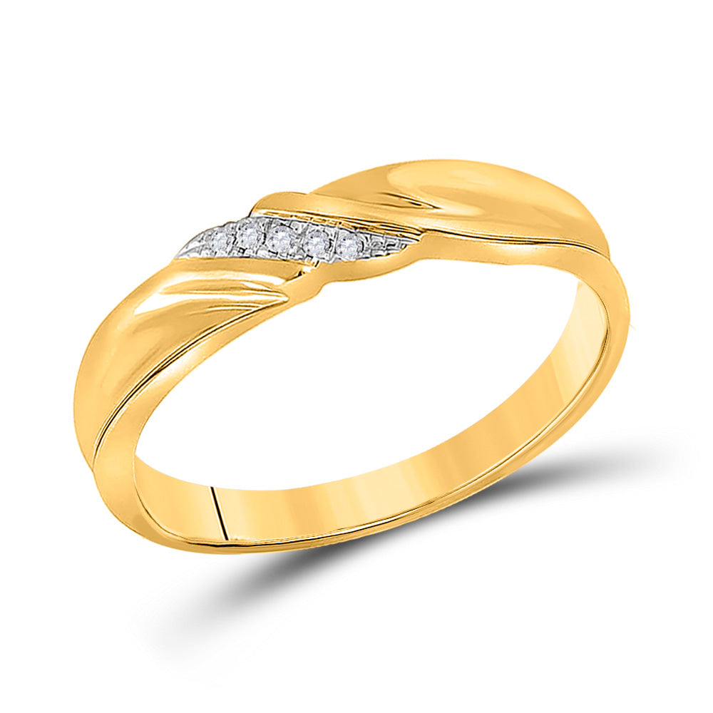 10kt Yellow Gold His & Hers Round Diamond Cluster Matching Bridal Wedding Ring Band Set 1/5 Cttw