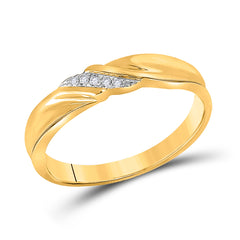 10kt Yellow Gold His & Hers Round Diamond Cluster Matching Bridal Wedding Ring Band Set 1/5 Cttw