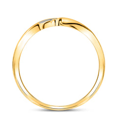 10kt Yellow Gold His & Hers Round Diamond Cluster Matching Bridal Wedding Ring Band Set 1/5 Cttw