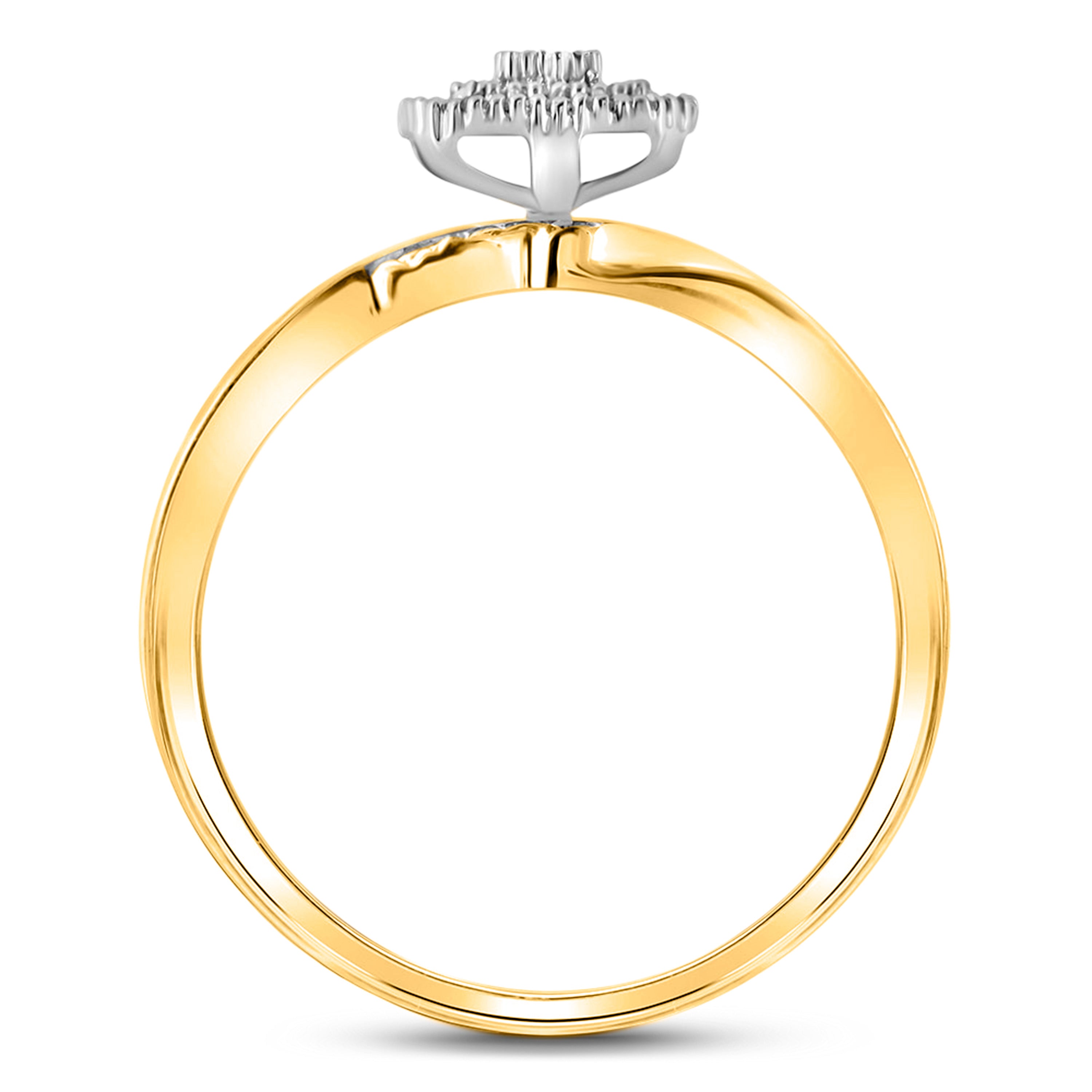 10kt Yellow Gold His & Hers Round Diamond Cluster Matching Bridal Wedding Ring Band Set 1/5 Cttw