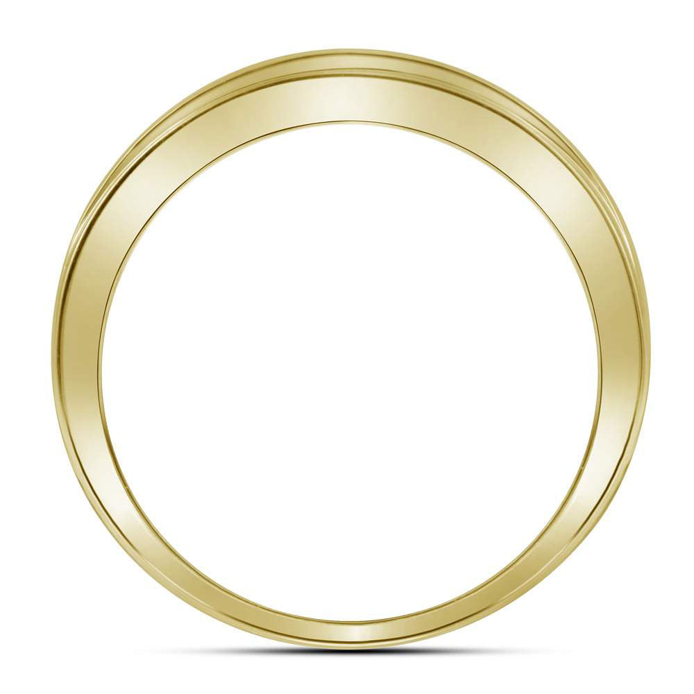 10kt Yellow Gold His & Hers Round Diamond Square Cluster Matching Bridal Wedding Ring Band Set 1/2 Cttw