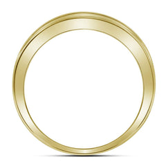 10kt Yellow Gold His & Hers Round Diamond Square Cluster Matching Bridal Wedding Ring Band Set 1/2 Cttw