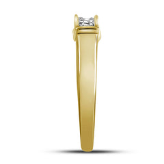 10kt Yellow Gold His & Hers Round Diamond Solitaire Matching Bridal Wedding Ring Band Set 1/10 Cttw
