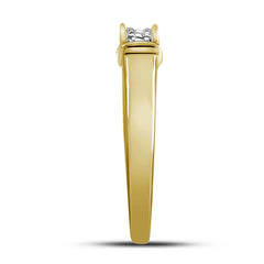 10kt Yellow Gold His & Hers Round Diamond Solitaire Matching Bridal Wedding Ring Band Set 1/10 Cttw