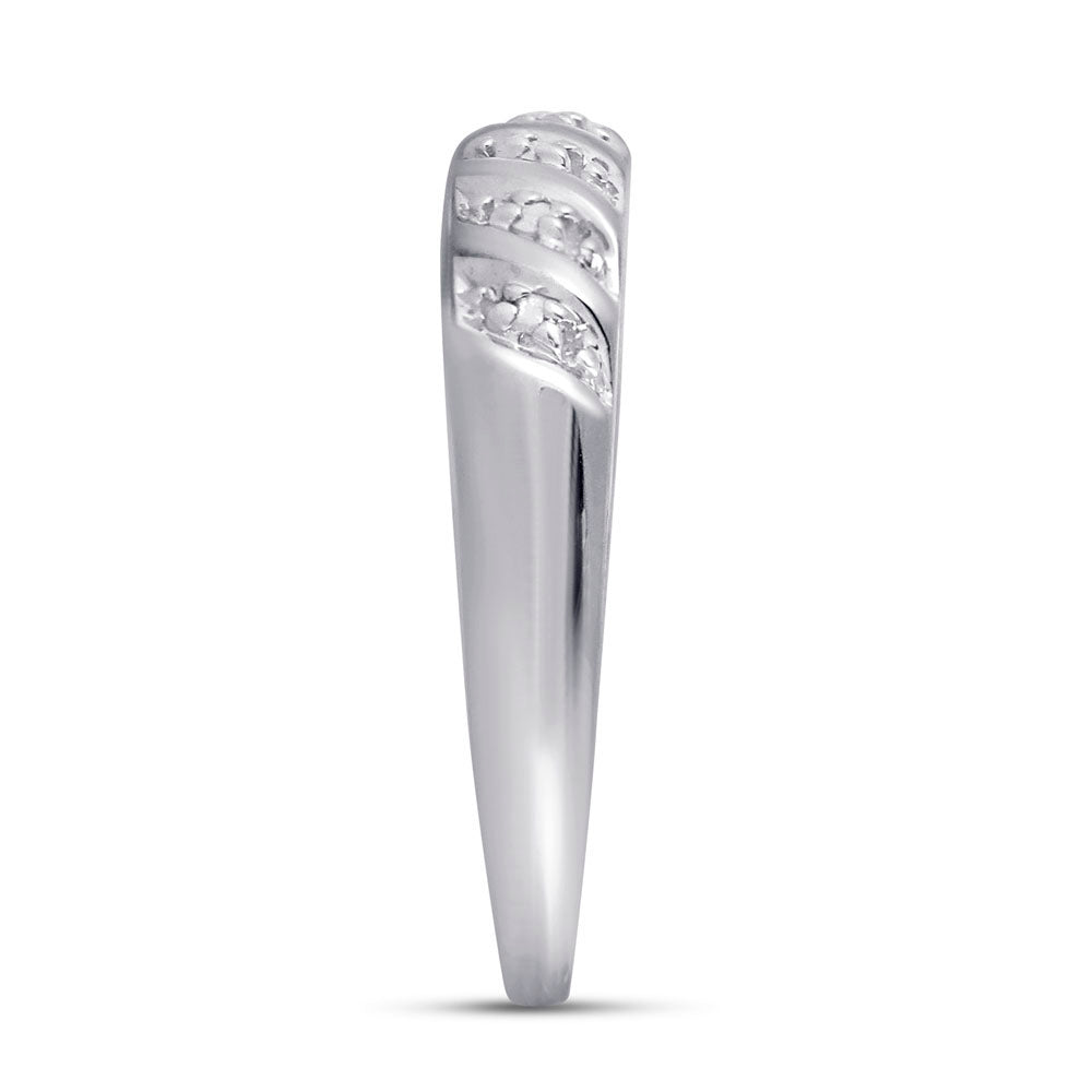 10kt White Gold His Hers Round Diamond Solitaire Matching Bridal Wedding Ring Band Set 1/20 Cttw