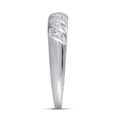 10kt White Gold His Hers Round Diamond Solitaire Matching Bridal Wedding Ring Band Set 1/20 Cttw