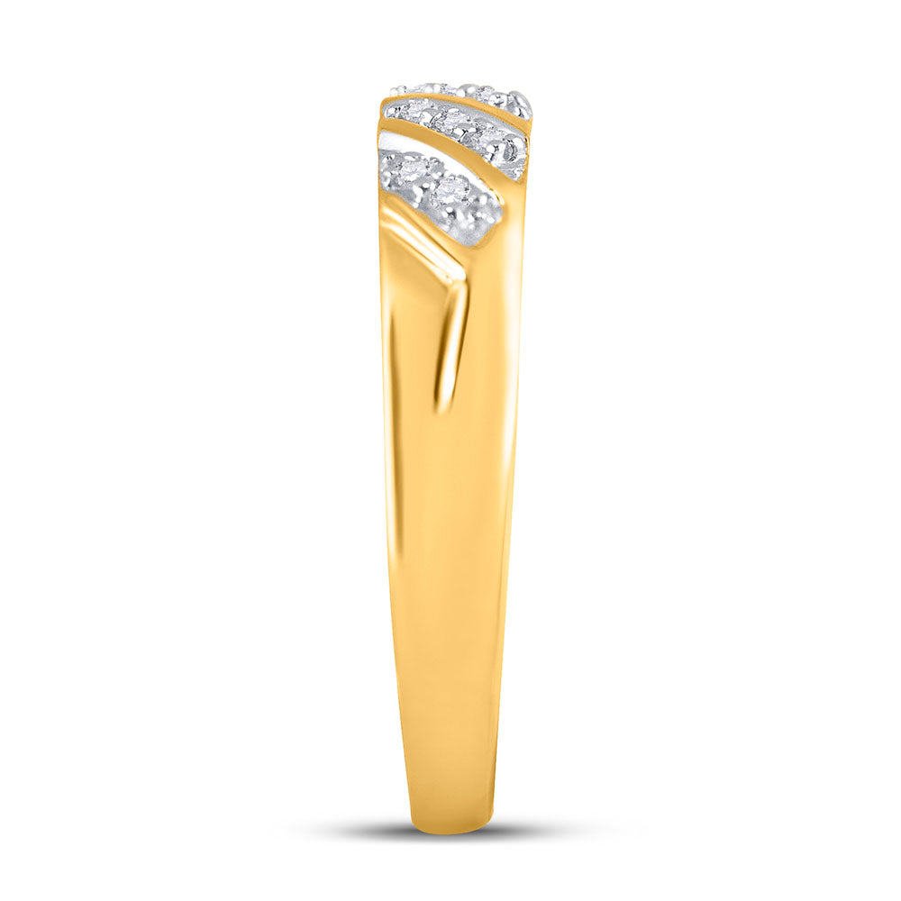 10kt Yellow Gold His & Hers Round Diamond Solitaire Matching Bridal Wedding Ring Band Set 1/4 Cttw