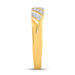 10kt Yellow Gold His & Hers Round Diamond Solitaire Matching Bridal Wedding Ring Band Set 1/4 Cttw