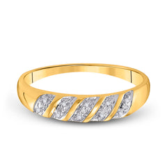 10kt Yellow Gold His & Hers Round Diamond Cluster Matching Bridal Wedding Ring Band Set 1/10 Cttw