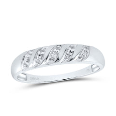 10kt White Gold His & Hers Round Diamond Cluster Matching Bridal Wedding Ring Band Set 1/10 Cttw