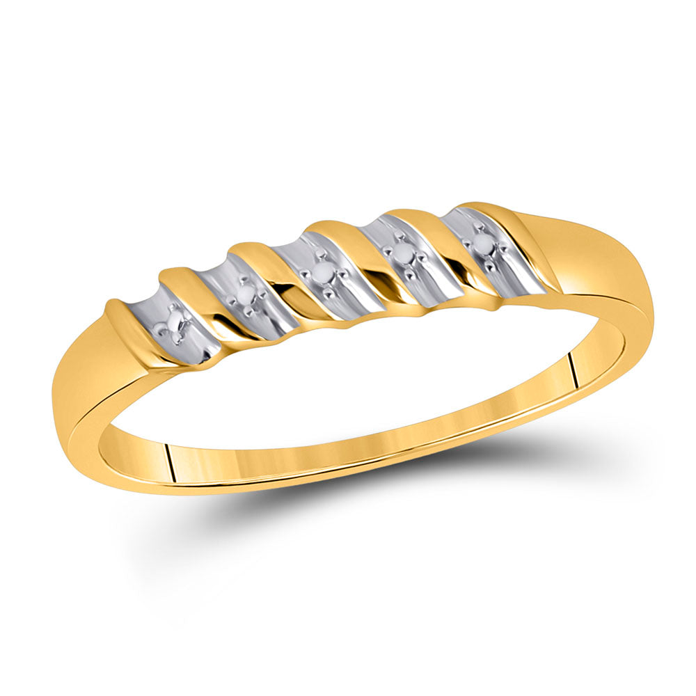 10kt Yellow Gold His & Hers Round Diamond Cluster Matching Bridal Wedding Ring Band Set 1/10 Cttw