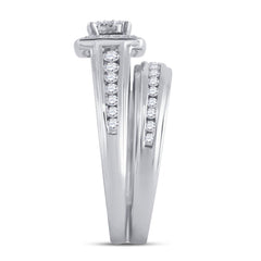 14kt White Gold His Hers Round Diamond Solitaire Matching Bridal Wedding Ring Band Set 7/8 Cttw