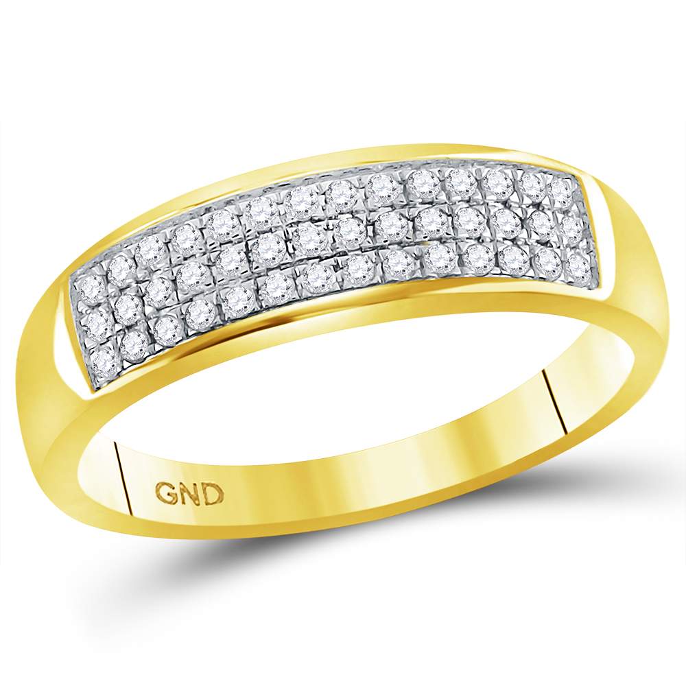 14kt Yellow Gold His & Hers Round Diamond Solitaire Matching Bridal Wedding Ring Band Set 7/8 Cttw