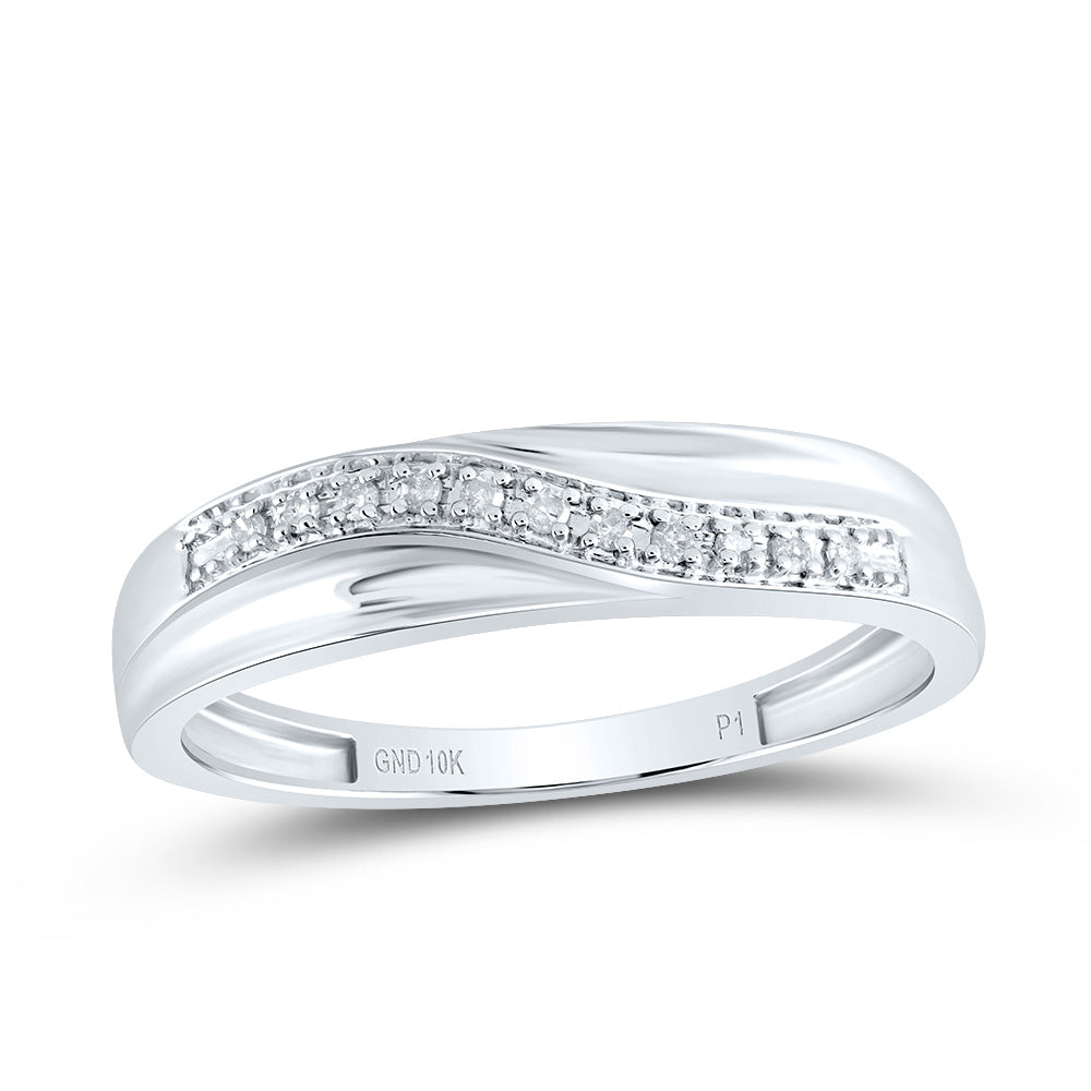 10kt White Gold His & Hers Round Diamond Solitaire Matching Bridal Wedding Ring Band Set 1/3 Cttw