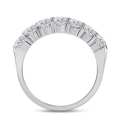 14kt White Gold Womens Round Diamond Single Row Comfort Wedding Band 1.00 Cttw