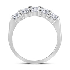 14kt White Gold Womens Machine Set Round Diamond 5-stone Wedding Band 1.00 Cttw