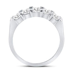 14kt White Gold Womens Machine Set Round Diamond 5-stone Wedding Band 1.00 Cttw