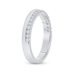 14kt White Gold Womens Round Diamond Wedding Band Ring 1/5 Cttw