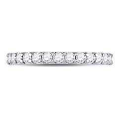 14kt White Gold Womens Round Diamond Single Row Machine-set Wedding Band 1/2 Cttw
