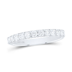 14kt White Gold Womens Round Pave-set Diamond 3.5mm Wedding Band 1/2 Cttw