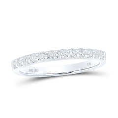 14kt White Gold Womens Round Pave-set Diamond Single Row Wedding Band 1/4 Cttw