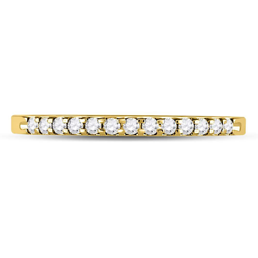 14K Yellow Gold Womens Round Natural Diamond Single Row Machine-Set Wedding Band 1/6 CTW 1.23 Gram