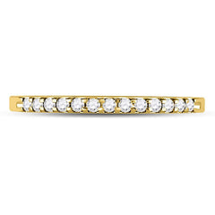 14K Yellow Gold Womens Round Natural Diamond Single Row Machine-Set Wedding Band 1/6 CTW 1.23 Gram